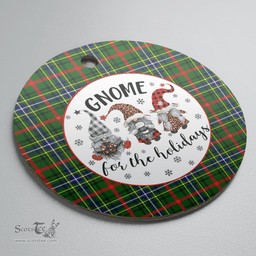 Scottish Bisset 1 Clan Tartan Ceramic Ornament - Gnome Round Style Scottish Plaid Tartan Plaid
