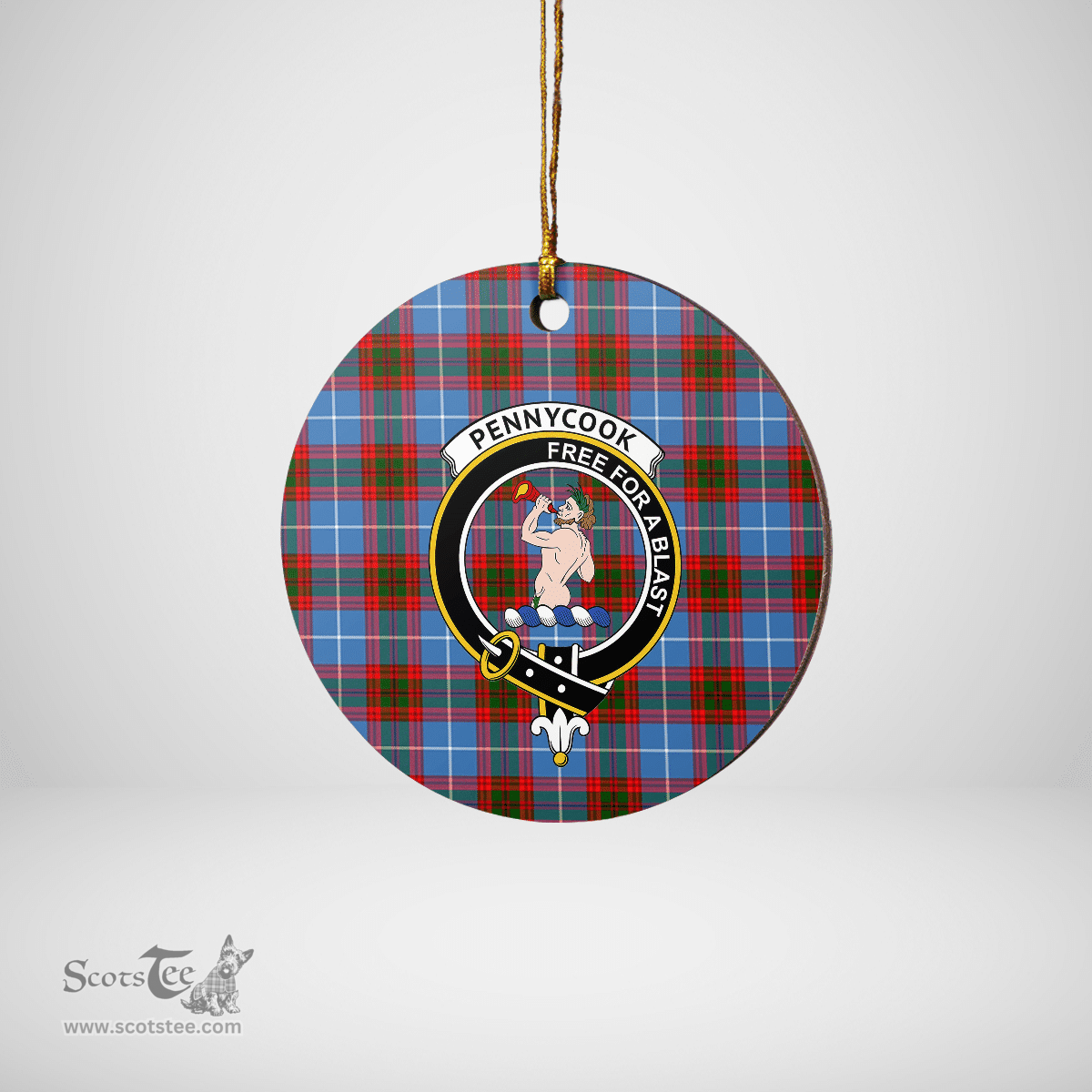 Scottish Pennycook (Edinburgh) Clan Tartan Ceramic Ornament - Crest Round Style Scottish Plaid Tartan Plaid
