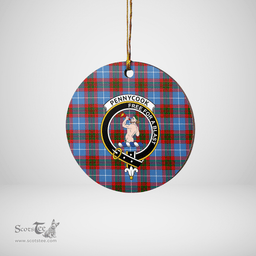 Scottish Pennycook (Edinburgh) Clan Tartan Ceramic Ornament - Crest Round Style Scottish Plaid Tartan Plaid