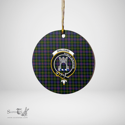 Scottish Spalding Murray of Atholl Modern Clan Tartan Ceramic Ornament - Crest Round Style Scottish Plaid Tartan Plaid