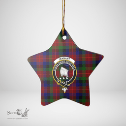 Scottish Tennant Clan Tartan Crest Star Ceramic Ornament