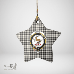 Scottish Scott Black & White Ancient Clan Tartan Crest Star Ceramic Ornament