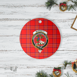 Scottish Burnett Modern Clan Tartan Crest Round Ceramic Ornament