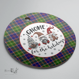 Scottish Ayrshire District Clan Tartan Ceramic Ornament - Gnome Round Style Scottish Plaid Tartan Plaid