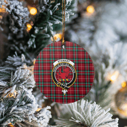 Scottish Stewart (Stuart) of Bute Clan Tartan Ceramic Ornament - Crest Round Style Scottish Plaid Tartan Plaid