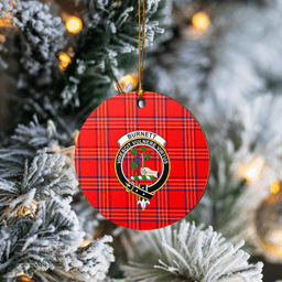 Scottish Burnett Modern Clan Tartan Crest Round Ceramic Ornament