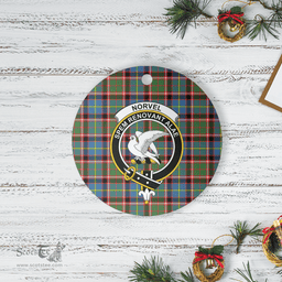 Scottish Norvel (Stirling) Clan Tartan Ceramic Ornament - Crest Round Style Scottish Plaid Tartan Plaid