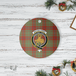 Scottish MacGillivray Hunting Ancient Clan Tartan Crest Round Ceramic Ornament