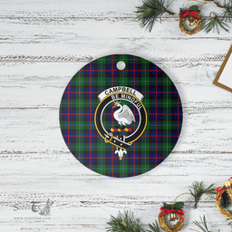 Scottish Campbel of Cawdor Modern Clan Tartan Crest Round Ceramic Ornament
