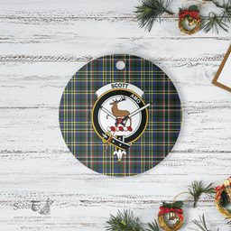 Scottish Scott Green Modern Clan Tartan Ceramic Ornament - Crest Round Style Scottish Plaid Tartan Plaid