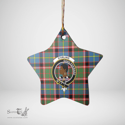 Scottish Stirling (of Keir) Clan Tartan Crest Star Ceramic Ornament