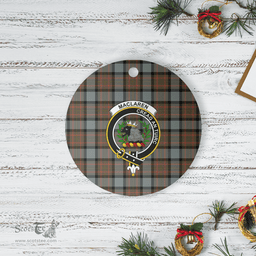Scottish MacLaren Weathered Clan Tartan Crest Round Ceramic Ornament