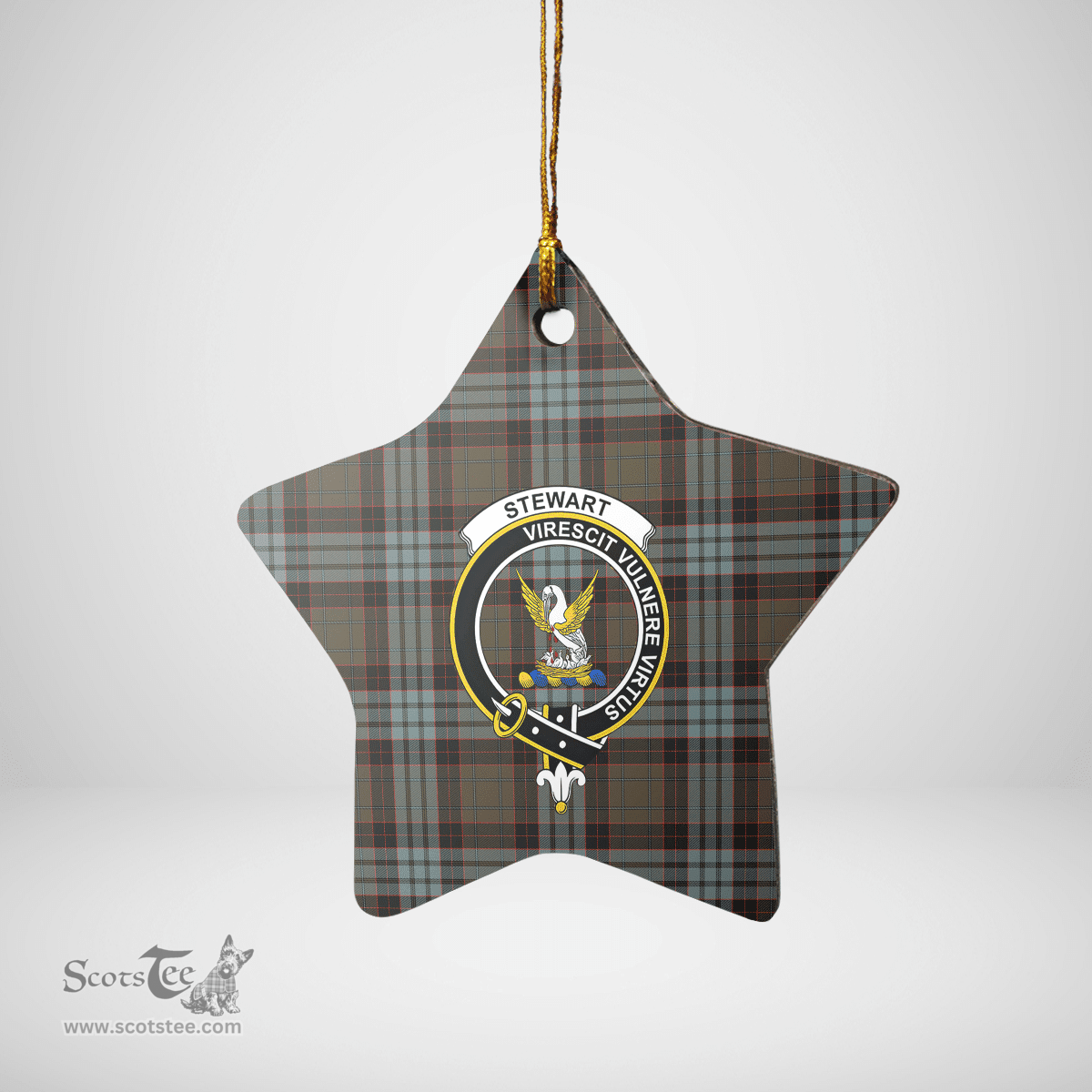 Scottish Stewart Old Weathered Clan Tartan Crest Star Ceramic Ornament