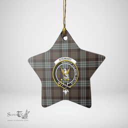 Scottish Stewart Old Weathered Clan Tartan Crest Star Ceramic Ornament