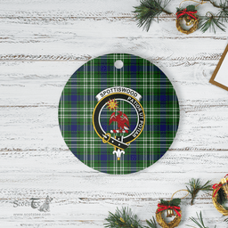 Scottish Spottiswood (Tweedside) Clan Tartan Ceramic Ornament - Crest Round Style Scottish Plaid Tartan Plaid