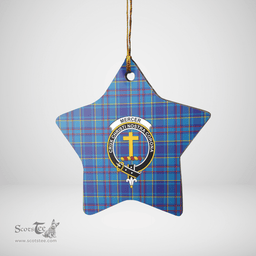 Scottish Mercer Modern Clan Tartan Crest Star Ceramic Ornament