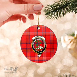 Scottish Burnett Modern Clan Tartan Crest Round Ceramic Ornament