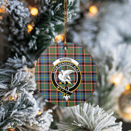 Scottish Norvel (Stirling) Clan Tartan Ceramic Ornament - Crest Round Style Scottish Plaid Tartan Plaid