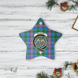 Scottish Ralston Clan Tartan Crest Star Ceramic Ornament