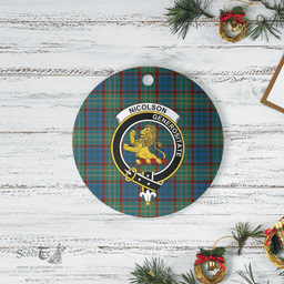Scottish Nicolson Hunting Ancient Clan Tartan Ceramic Ornament - Crest Round Style Scottish Plaid Tartan Plaid