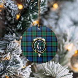 Scottish Fletcher Ancient Clan Tartan Crest Round Ceramic Ornament