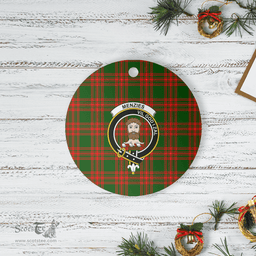Scottish Menzies Green Modern Clan Tartan Ceramic Ornament - Crest Round Style Scottish Plaid Tartan Plaid