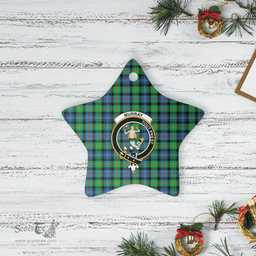Scottish Murray of Atholl Ancient Clan Tartan Crest Star Ceramic Ornament