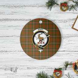 Scottish Scott Brown Modern Clan Tartan Ceramic Ornament - Crest Round Style Scottish Plaid Tartan Plaid