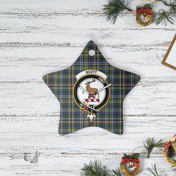 Scottish Scott Green Modern Clan Tartan Crest Star Ceramic Ornament