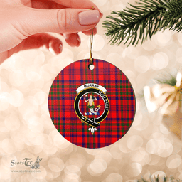 Scottish Murray of Tulloch Modern Clan Tartan Ceramic Ornament - Crest Round Style Scottish Plaid Tartan Plaid