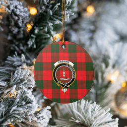 Scottish Erskine Modern Clan Tartan Crest Round Ceramic Ornament