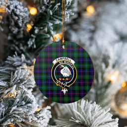 Scottish Campbel of Cawdor Modern Clan Tartan Crest Round Ceramic Ornament