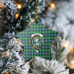 Scottish Murray of Atholl Ancient Clan Tartan Crest Star Ceramic Ornament