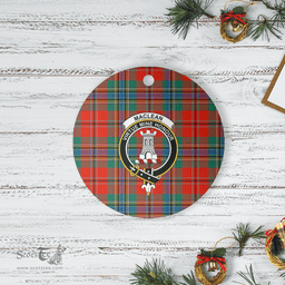 Scottish MacLean of Duart Ancient Clan Tartan Crest Round Ceramic Ornament