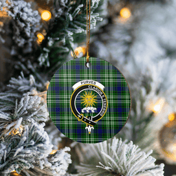 Scottish Purves (Tweedside) Clan Tartan Ceramic Ornament - Crest Round Style Scottish Plaid Tartan Plaid