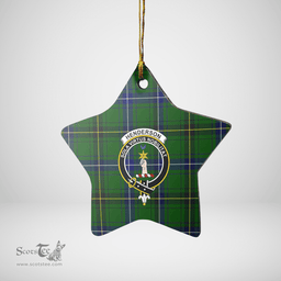 Scottish Henderson Modern Clan Tartan Crest Star Ceramic Ornament