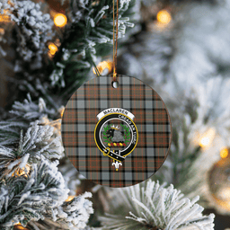 Scottish MacLaren Weathered Clan Tartan Crest Round Ceramic Ornament