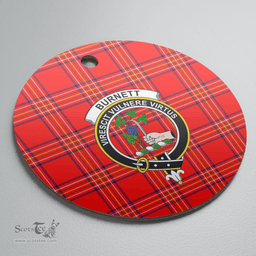 Scottish Burnett Modern Clan Tartan Crest Round Ceramic Ornament