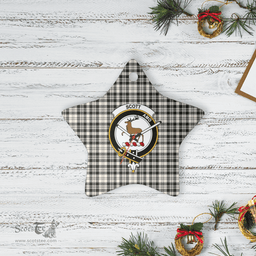 Scottish Scott Black & White Ancient Clan Tartan Crest Star Ceramic Ornament