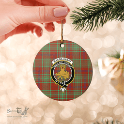 Scottish MacGillivray Hunting Ancient Clan Tartan Crest Round Ceramic Ornament