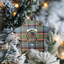 Scottish Stirling (of Keir) Clan Tartan Crest Star Ceramic Ornament