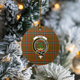 Scottish Seton Hunting Modern Clan Tartan Ceramic Ornament - Crest Round Style Scottish Plaid Tartan Plaid
