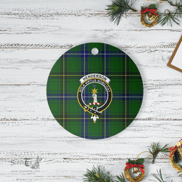 Scottish Henderson Modern Clan Tartan Crest Round Ceramic Ornament