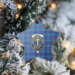 Scottish Mercer Modern Clan Tartan Crest Star Ceramic Ornament