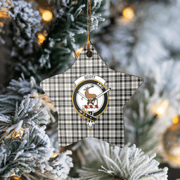 Scottish Scott Black & White Ancient Clan Tartan Crest Star Ceramic Ornament