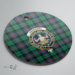 Scottish Urquhart Broad Red Ancient Clan Tartan Ceramic Ornament - Crest Round Style Scottish Plaid Tartan Plaid