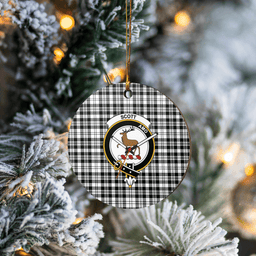 Scottish Scott Black & White Modern Clan Tartan Ceramic Ornament - Crest Round Style Scottish Plaid Tartan Plaid