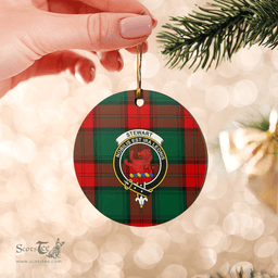 Scottish Stewart Atholl Modern Clan Tartan Ceramic Ornament - Crest Round Style Scottish Plaid Tartan Plaid