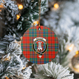Scottish MacLean of Duart Ancient Clan Tartan Crest Round Ceramic Ornament