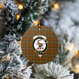 Scottish Scott Brown Modern Clan Tartan Ceramic Ornament - Crest Round Style Scottish Plaid Tartan Plaid